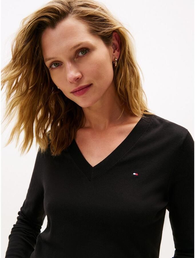 Tommy Hilfiger Trui met V-hals CO JERSEY STITCH V-NK SWEATER met V-hals en rib - Foto 5
