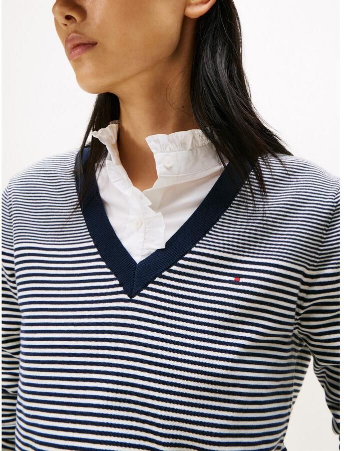 Tommy Hilfiger Trui met V-hals CO JERSEY STITCH V-NK SWEATER met V-hals en rib - Foto 2