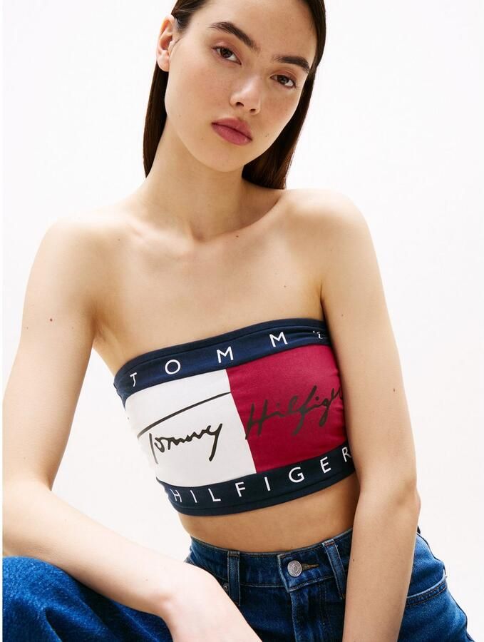 Tommy Hilfiger Underwear Bandeau-bh BANDEAU met colorblock en Tommy Style casual lichaamsnauwsluitend katoenmix