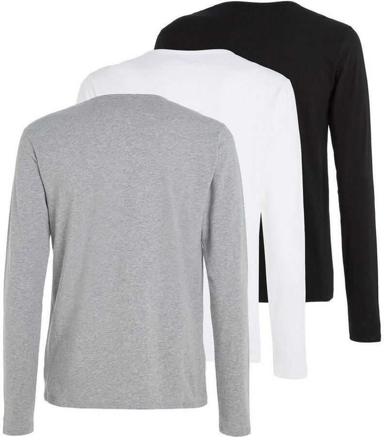 Tommy Hilfiger Shirt met lange mouwen en labelstitching in een set van 3 stuks