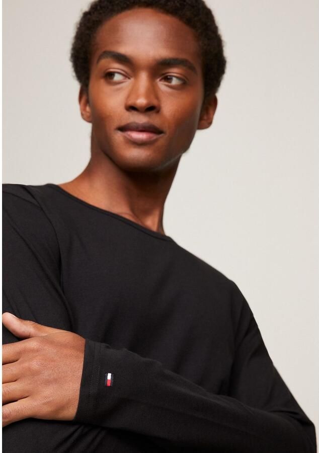 Tommy Hilfiger Shirt met lange mouwen en labelstitching in een set van 3 stuks