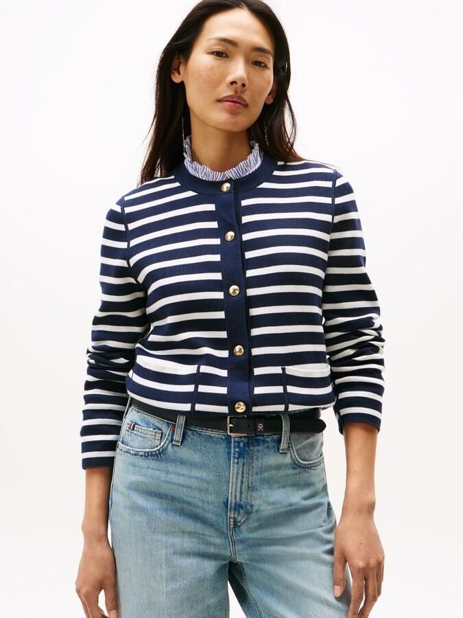 Tommy Hilfiger Aan twee kanten te dragen regular fit cardigan van katoenmix - Foto 5