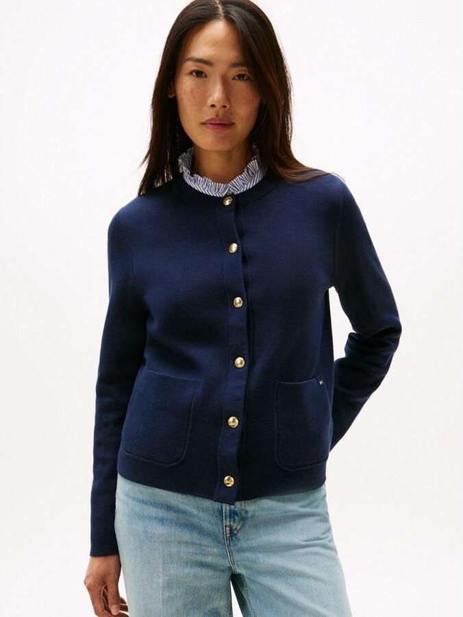 Tommy Hilfiger Aan twee kanten te dragen regular fit cardigan van katoenmix - Foto 2