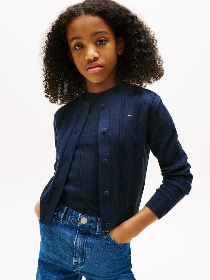 Tommy Hilfiger Vest POINTELLE CARDIGAN LS voor kinderen tot 16 jaar met schattig patroon - Foto 5