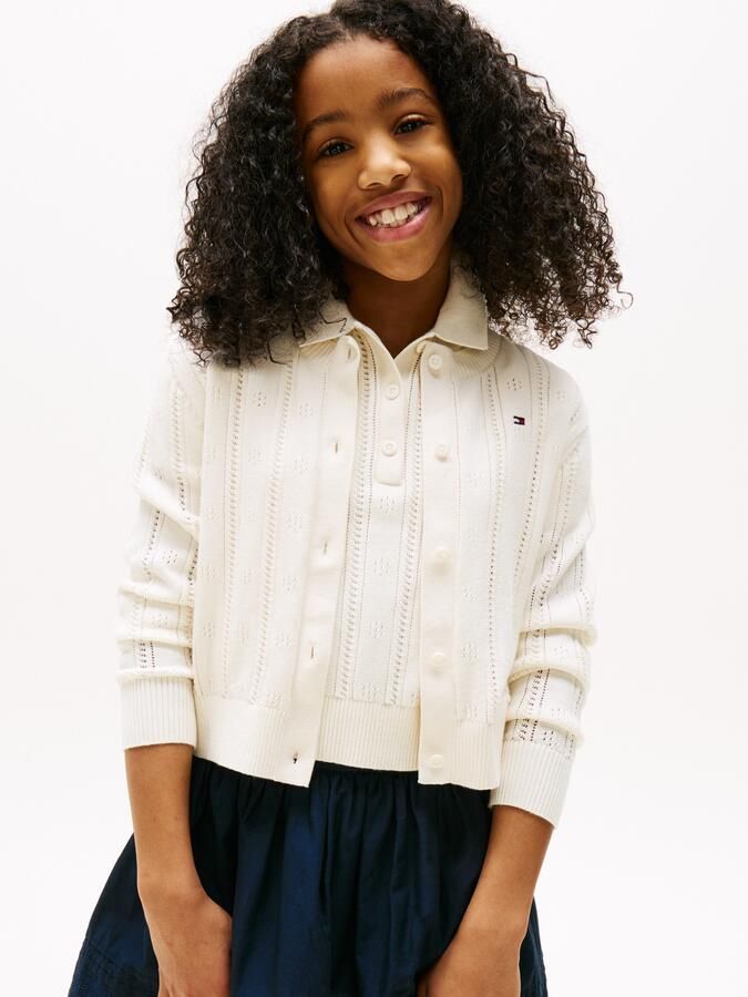 Tommy Hilfiger Vest POINTELLE CARDIGAN LS voor kinderen tot 16 jaar met schattig patroon - Foto 5