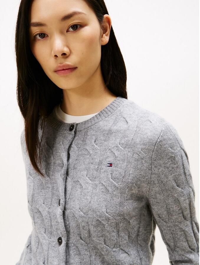 Tommy Hilfiger Vest SOFT WOOL CABLE C-NK LS CARDIGAN met kabelpatroon van zuivere wol - Foto 2