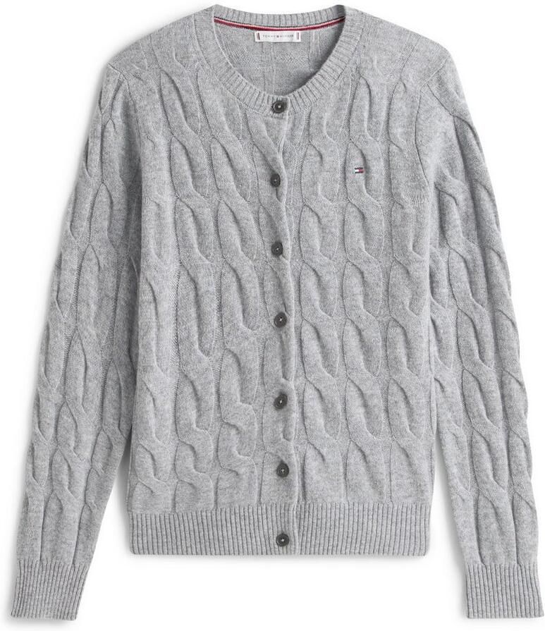 Tommy Hilfiger Vest SOFT WOOL CABLE C-NK LS CARDIGAN met kabelpatroon van zuivere wol