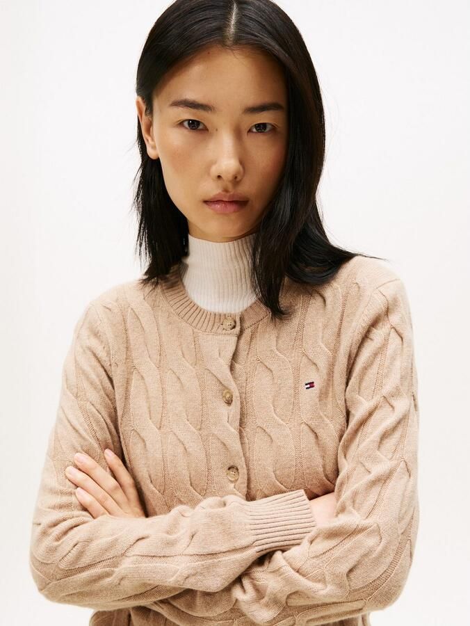 Tommy Hilfiger Vest SOFT WOOL CABLE C-NK LS CARDIGAN met kabelpatroon van zuivere wol - Foto 2