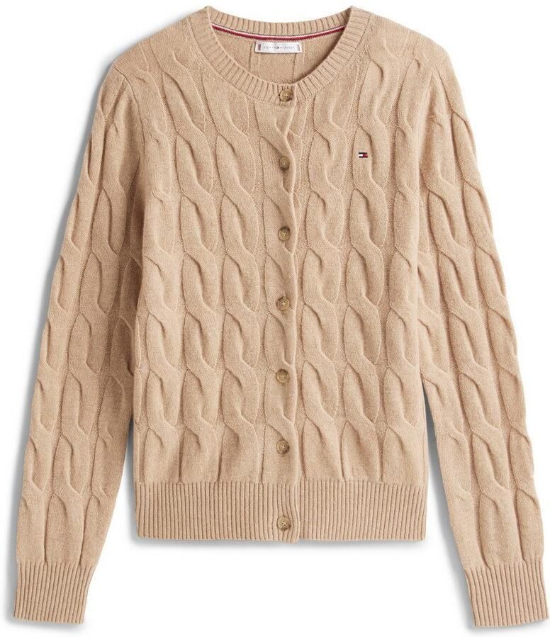 Tommy Hilfiger Vest SOFT WOOL CABLE C-NK LS CARDIGAN met kabelpatroon van zuivere wol