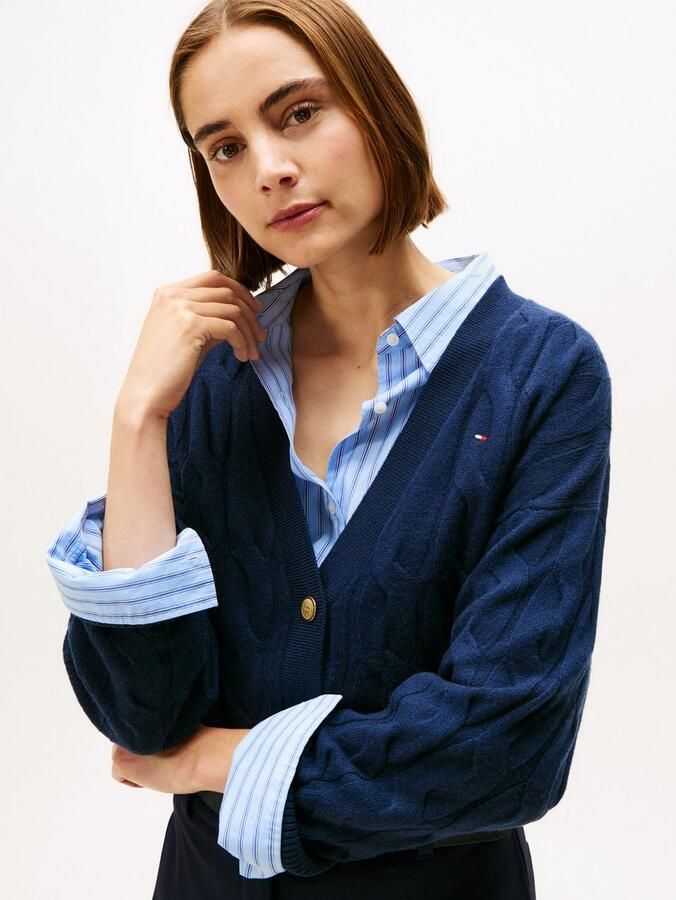 Tommy Hilfiger Vest SOFT WOOL CABLE CARDIGAN met kabelpatroon van zuivere wol - Foto 2