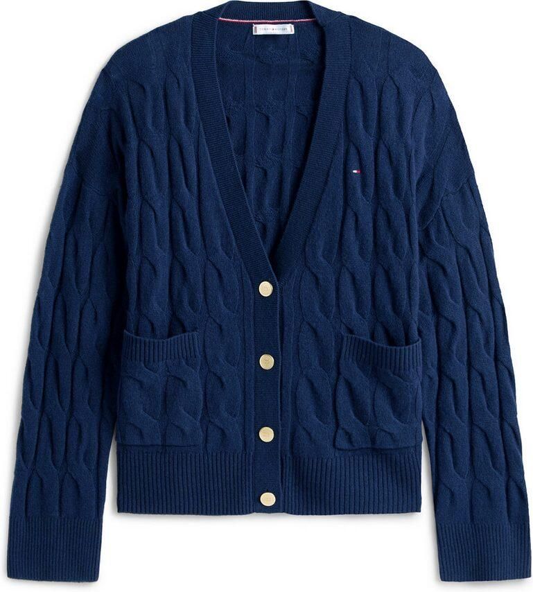 Tommy Hilfiger Vest SOFT WOOL CABLE CARDIGAN met kabelpatroon van zuivere wol
