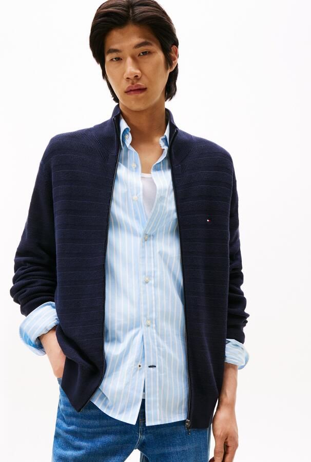 Tommy Hilfiger Vest STRIPE STRUCTURE modieus breipatroon opstaande kraag - Foto 7