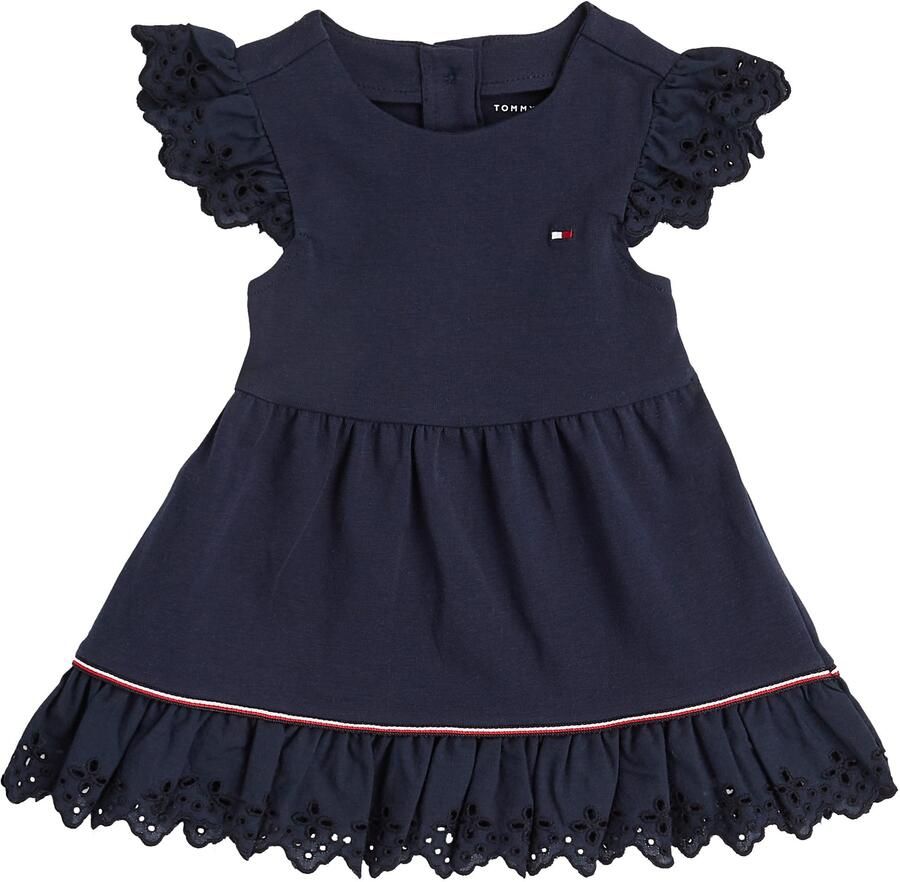 Tommy Hilfiger Zomerjurk BRODERIE ANGLAISE DRESS SS met logo-contrastband met logo-borduursel - Foto 2