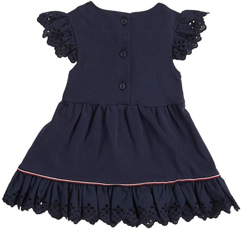 Tommy Hilfiger Zomerjurk BRODERIE ANGLAISE DRESS SS met logo-contrastband met logo-borduursel