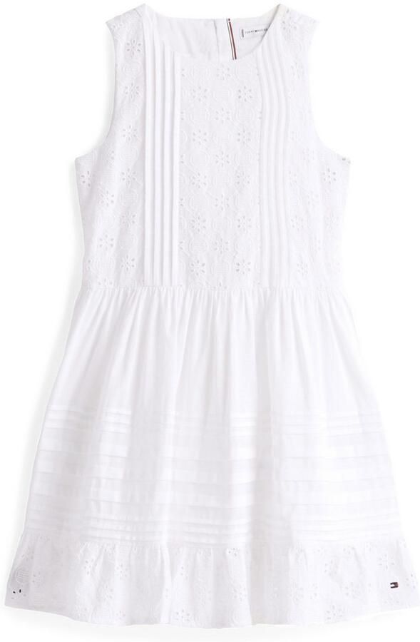 Tommy Hilfiger Zomerjurk EMBROIDERED COTTON DRESS SLVLS met delicate gaatjesborduursel met biezen - Foto 9