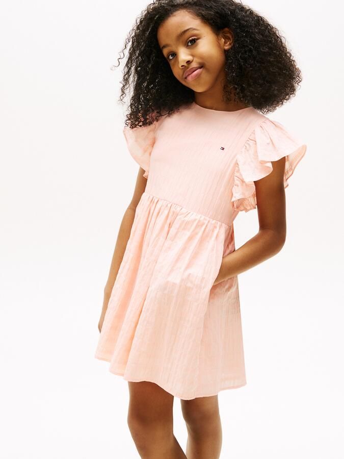 Tommy Hilfiger Zomerjurk TEXTURED COTTON DRESS SS met vleugel mouwen met structuur - Foto 6