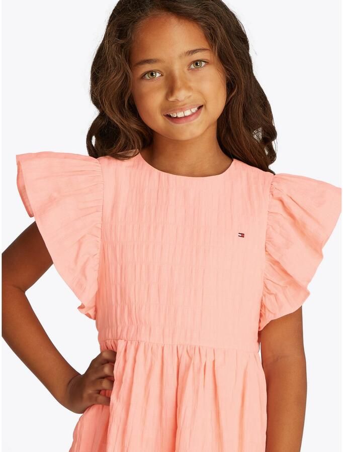 Tommy Hilfiger Zomerjurk TEXTURED COTTON DRESS SS met vleugel mouwen met structuur