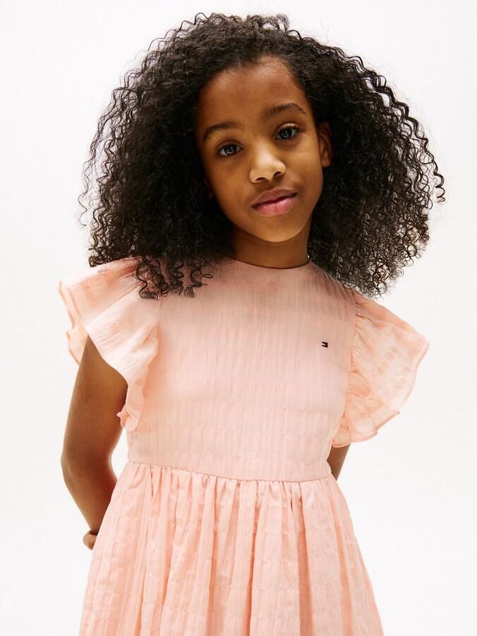 Tommy Hilfiger Zomerjurk TEXTURED COTTON DRESS SS met vleugel mouwen met structuur - Foto 3