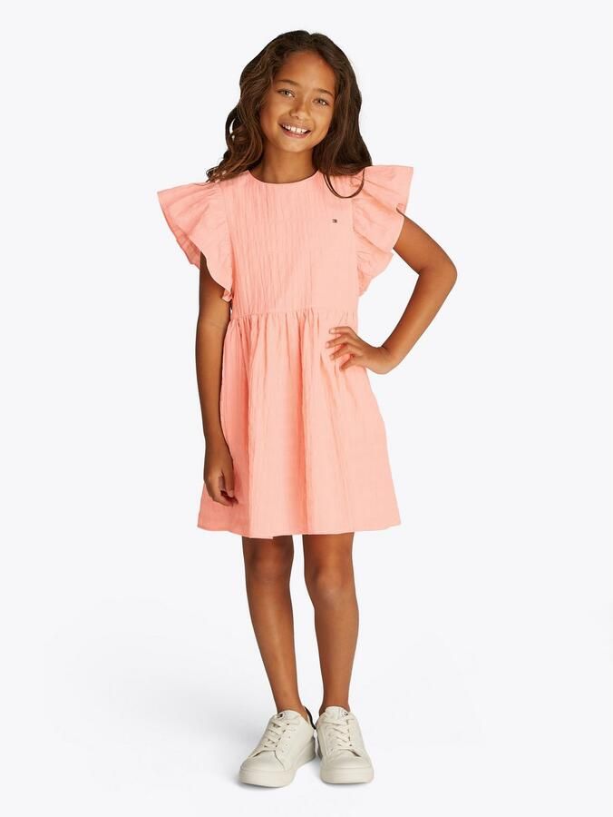 Tommy Hilfiger Zomerjurk TEXTURED COTTON DRESS SS met vleugel mouwen met structuur - Foto 4