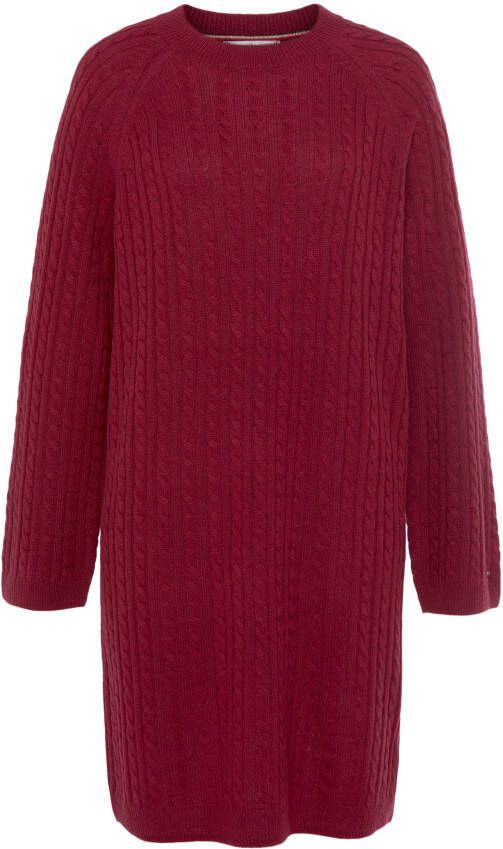 Tommy Hilfiger Gebreide jurk SOFT WOOL AO CABLE C-NK DRESS gemaakt van een zachte kabelgebreide stof