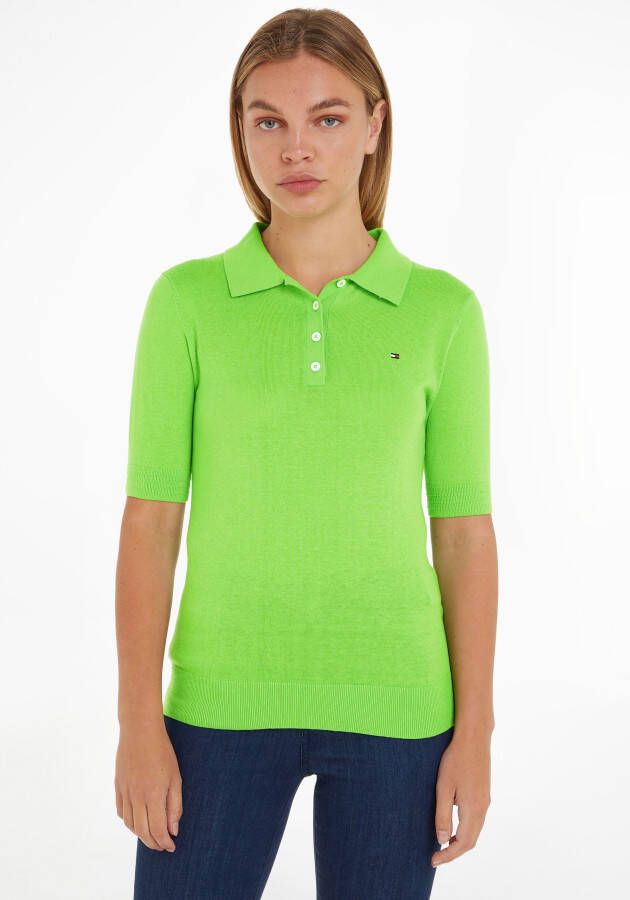 Tommy Hilfiger Trui met polokraag BUTTON POLO SS TOP in zachte fijntricotkwaliteit