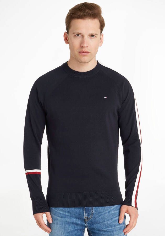Tommy Hilfiger Gebreide pullover met logostitching model 'GLOBAL STRIPE INTARSIA'