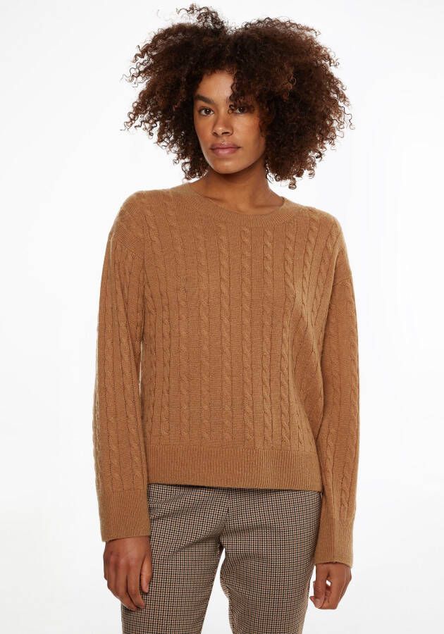 Tommy Hilfiger Trui met ronde hals SOFTWOOL CABLE C-NK SWEATER met -logo-borduursel