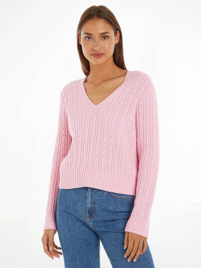 Tommy Hilfiger Trui met V-hals CABLE ALL OVER V-NK SWEATER