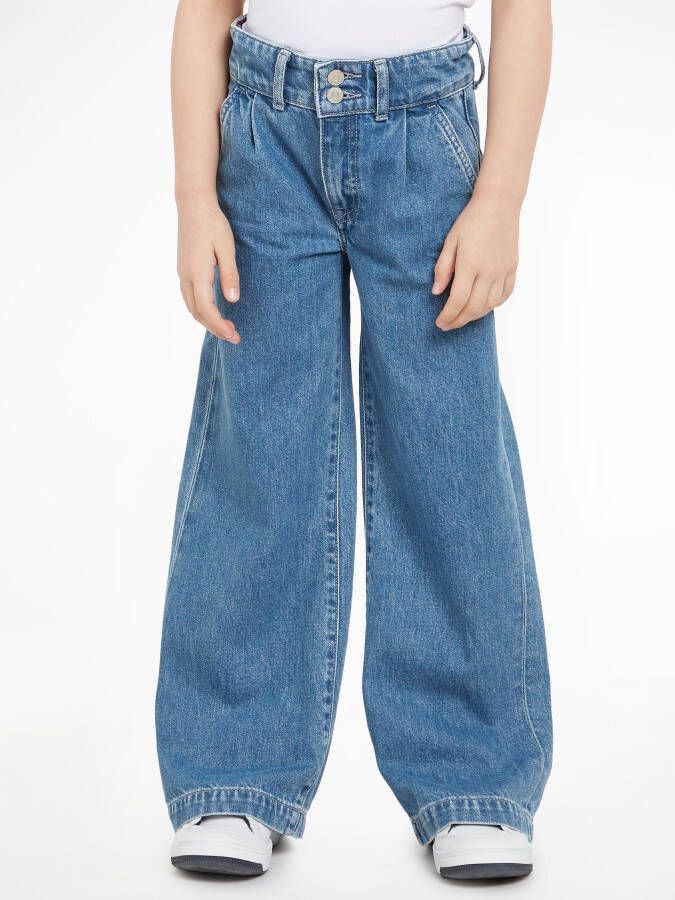 Tommy Hilfiger Wijde jeans WIDE PLEATED DENIM PANT met leren merklabel aan de achterkant van de tailleband