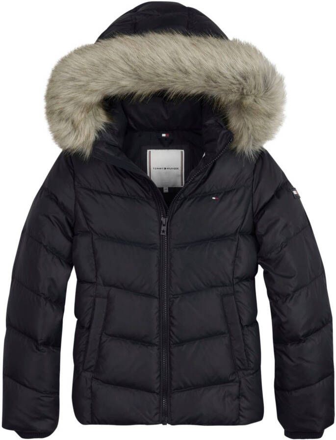 Tommy Hilfiger Teens Donsjack met kraag van imitatiebont model 'ESSENTIAL DOWN JACKET'