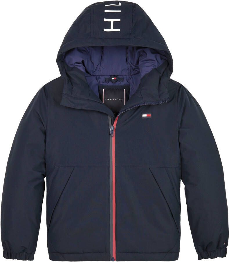 Tommy Hilfiger gewatteerde winterjas van gerecycled polyester donkerblauw