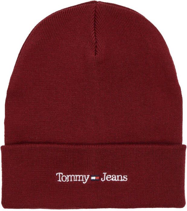 Tommy Jeans Geborduurde Logo Beanie Rood Red Heren
