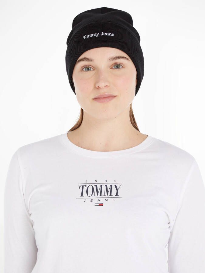 Tommy Jeans Geborduurde Logo Beanie Zwart Black Dames