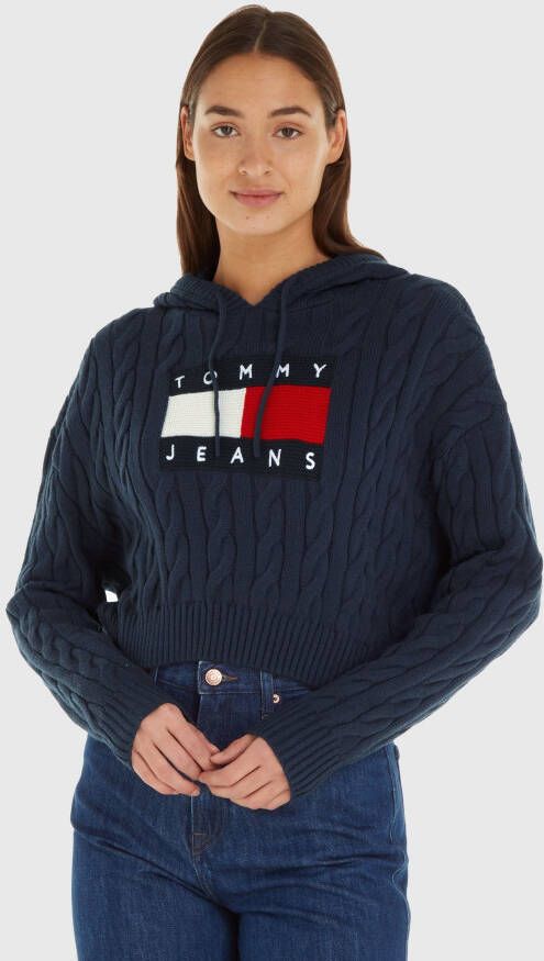 Tommy Hilfiger Gevlochten Cable Hoodie Twilight Navy Blue Dames