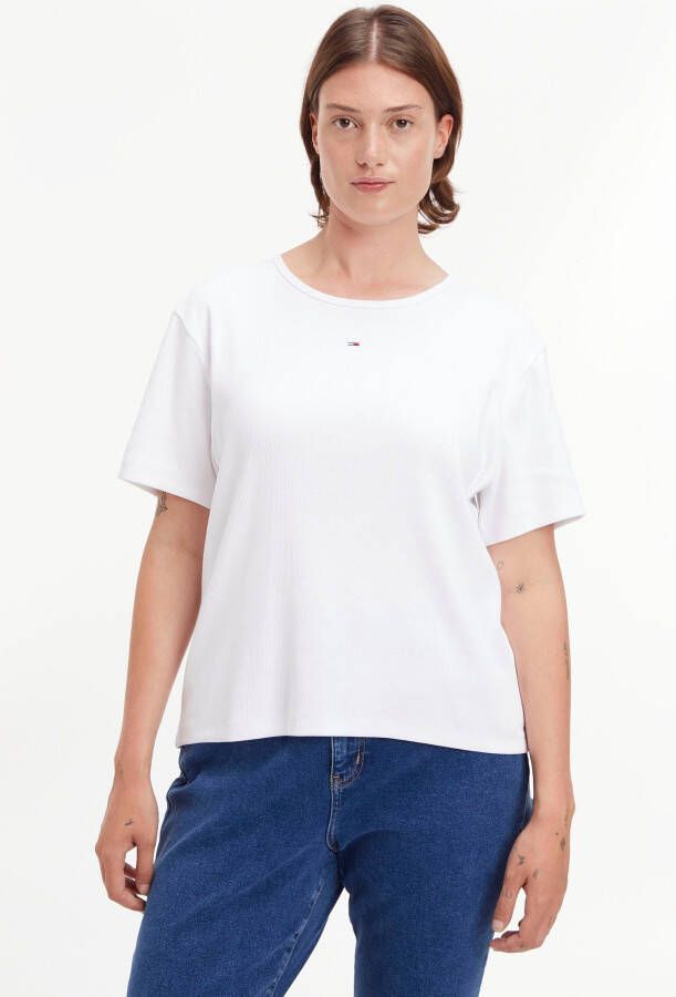 Tommy Jeans Curve Shirt met ronde hals TJW CRV BBY ESSENTIAL RIB SS (1-delig)