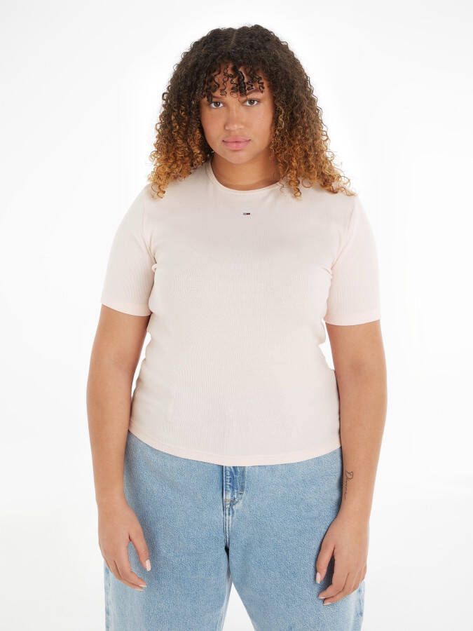 Tommy Jeans Curve Shirt met ronde hals TJW CRV BBY ESSENTIAL RIB SS (1-delig)