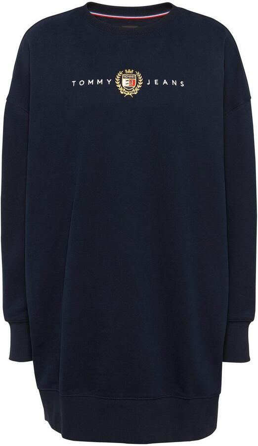 Tommy Jeans Curve Jerseyjurk TJW CREST LINEAR CREW DRESS EXT in grote maten lineaire logo-opdruk - Foto 3