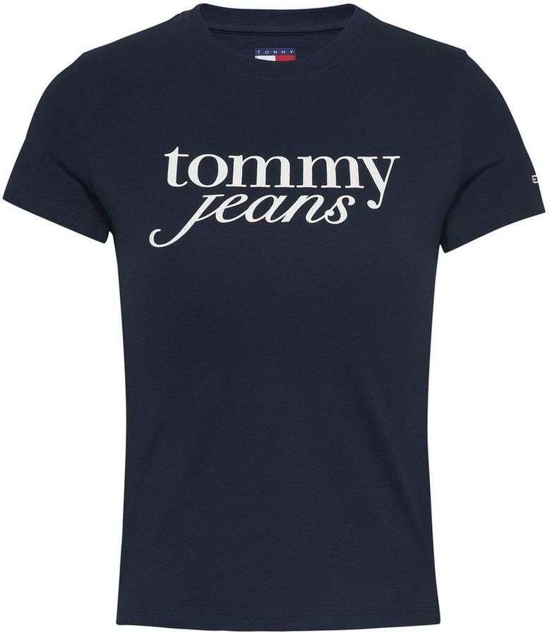 Tommy Jeans Curve Shirt met ronde hals Shirt TJW SLIM ESSENTIAL in grote maten logoprint op borsthoogte met logoborduring