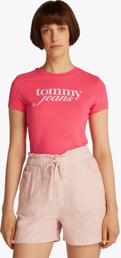 Tommy Jeans Curve Shirt met ronde hals Shirt TJW SLIM ESSENTIAL in grote maten logoprint op borsthoogte met logoborduring - Foto 4