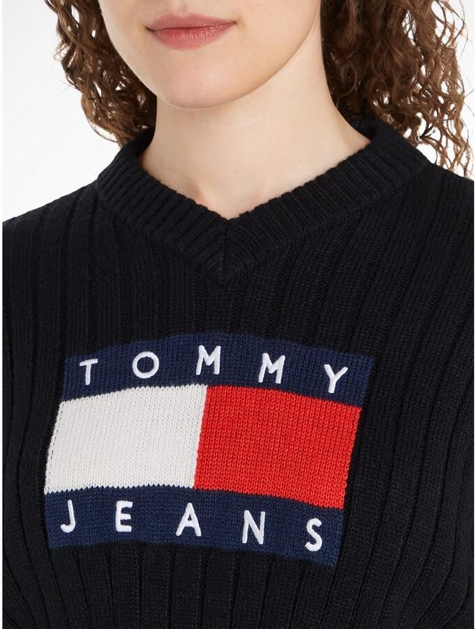 Tommy Jeans Curve Trui met V-hals TJW VNCK CENTER FLAG SWEATER EXT - Foto 3