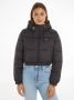 Tommy Hilfiger Gerecyclede Nylon Cropped Puffer Jas Black Dames - Thumbnail 1