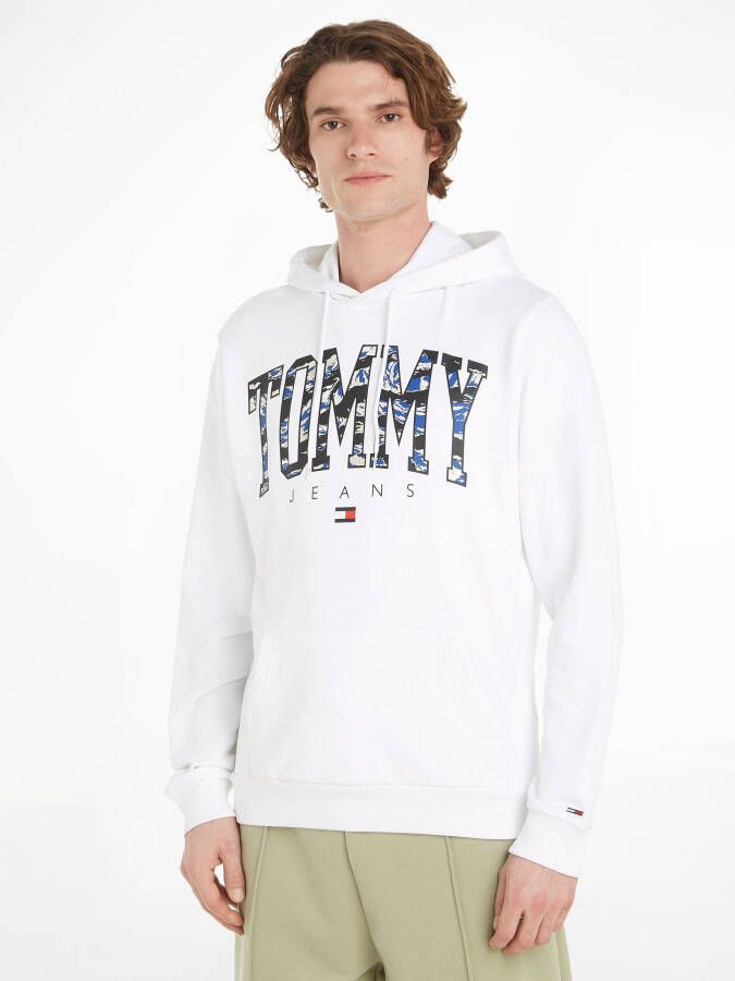 Tommy Jeans Hoodie met bedrukt logo Wit White Heren