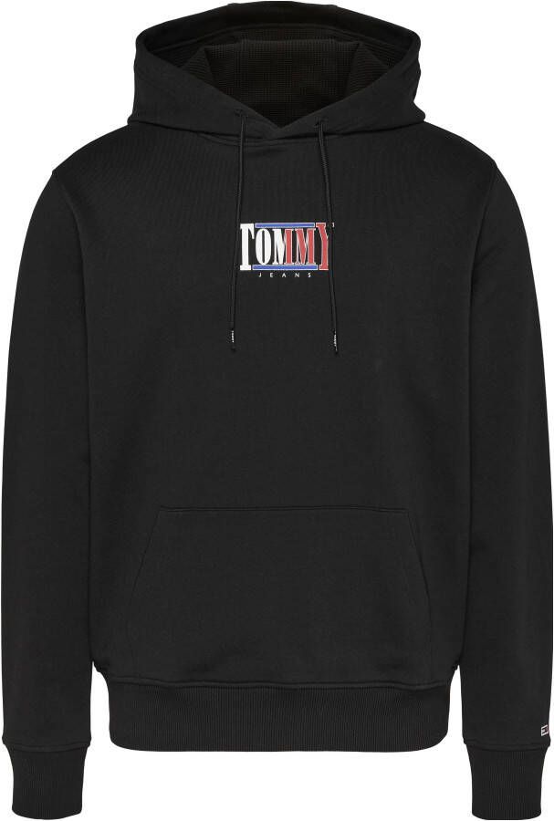 Tommy Hilfiger Zwarte Katoenen Sweater met Capuchon en Borduursel Black Heren