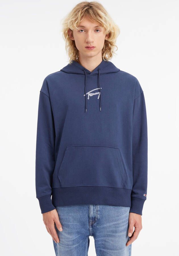 Tommy Hilfiger Blauwe hoodie met lange mouwen en gerecyclede vezels Blue Heren
