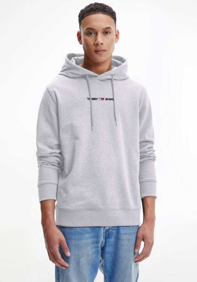 Tommy Hilfiger Grijze Katoenen Trui met Capuchon en Logo Borduursel Gray Heren