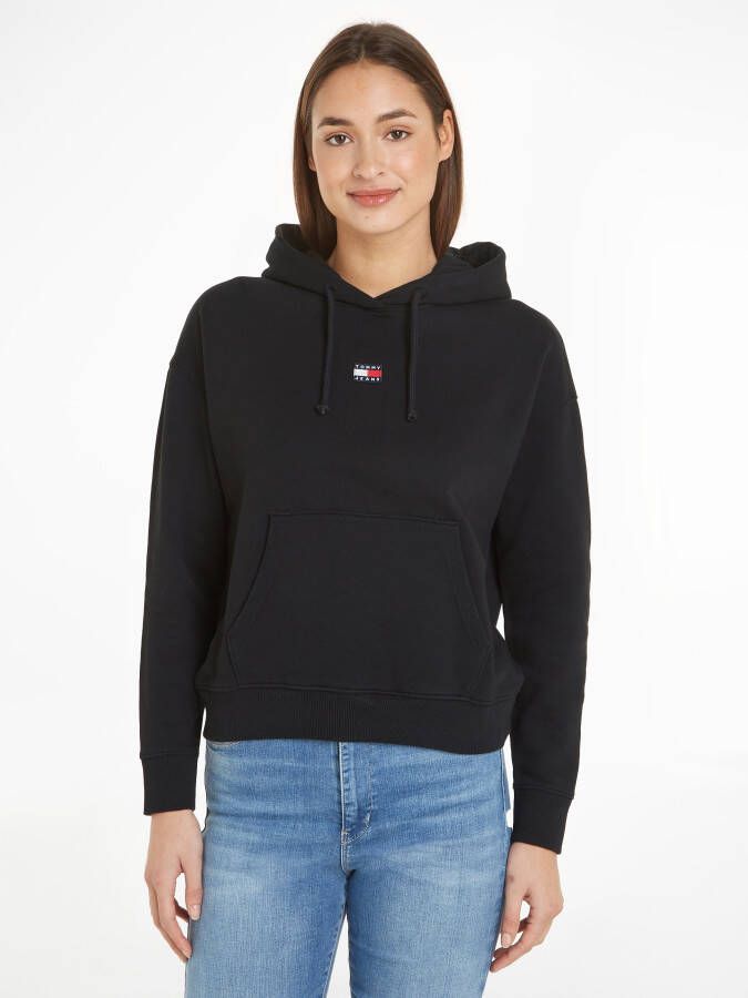 Tommy Hilfiger Zwarte katoenen trui met capuchon en logo Black