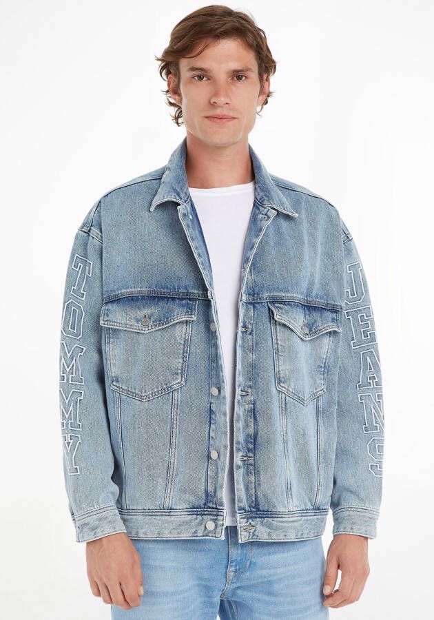 Tommy Jeans Oversized jeansjack met labelstitching model 'AIDEN'