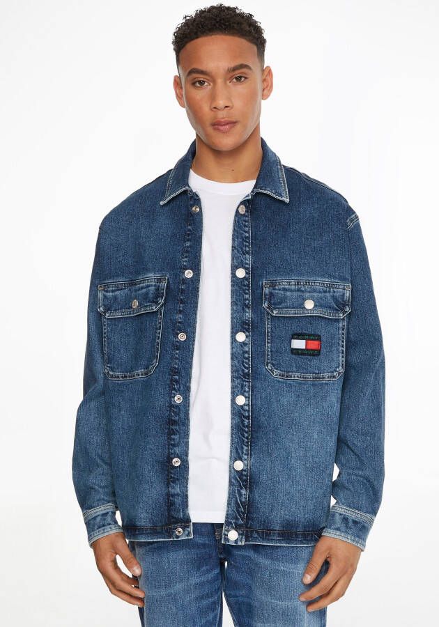 Tommy Jeans Jeansjack met labelpatch model 'UTILITY SHIRT JACKET'