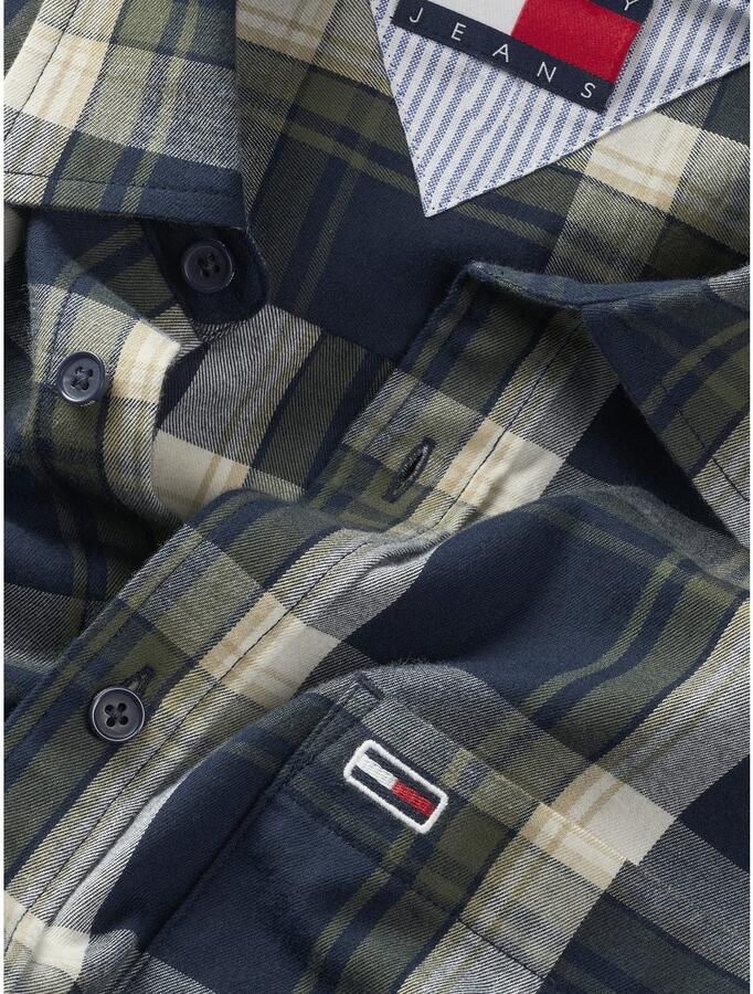 Tommy Jeans Plus Overhemd met lange mouwen TJM REG CHECK FLANNEL SHIRT EXT in grote maten logoborduring button-down kraag