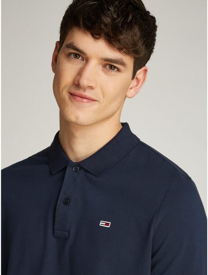 Tommy Jeans Plus Poloshirt met lange mouwen TJM SLIM PLACKET POLO LS EXT in grote maten logoborduring